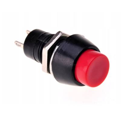 10mm 2-pin 3A ON-OFF Button Switch, Round, Red