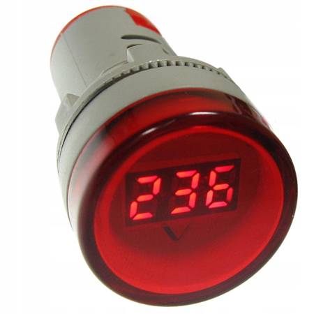 500V AC LED Voltage Meter, Round, Red