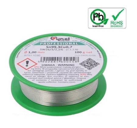 Solder Wire Sn99.3Cu0.7-SW26/2.5% Ø1.00 100 g
